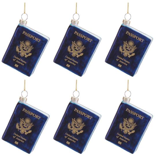 Melrose 3" Passport Glass Ornaments, 6ct.
